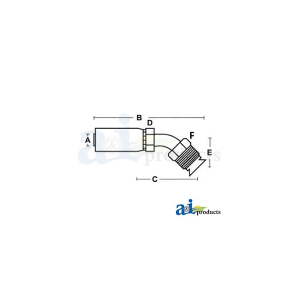 HW-MIX45 SAE Male Inverted - SAE 45 - Swivel - 45 Elbow 4 x6 x1